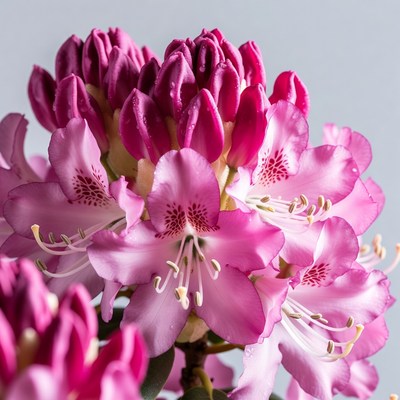 Pink Rhododendron Flowers with Dew