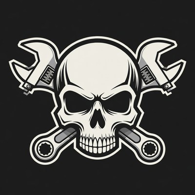 Skull with Crossed Wrenches
