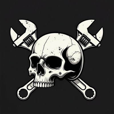 Skull with crossed wrenches