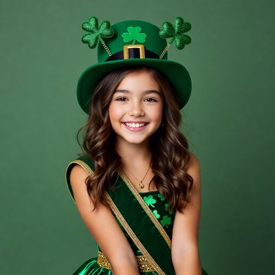 Girl in green St. Patrick's hat