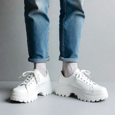 White Platform Sneakers with Jeans