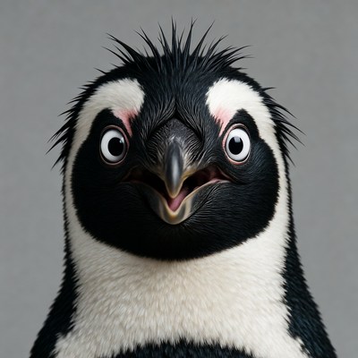 Cute Gentoo Penguin with Exaggerated Expression