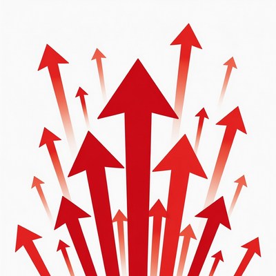 Red upward arrows cluster