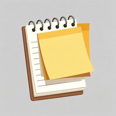 Clipboard with yellow sticky notes