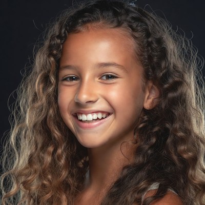 Smiling girl with curly hair