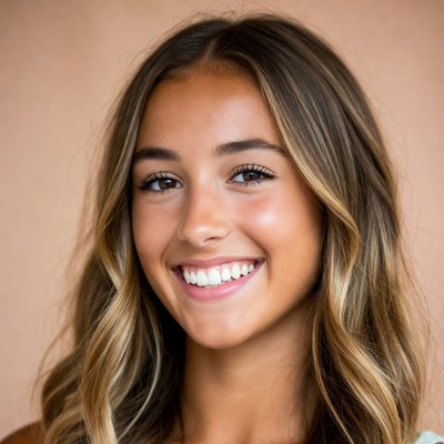 Smiling teenage girl with highlighted hair