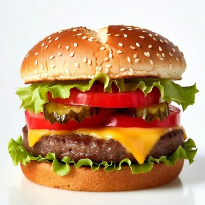 Classic Cheeseburger with Lettuce and Tomato