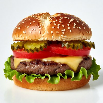 Classic Cheeseburger with Lettuce and Tomato