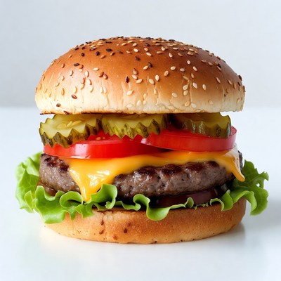 Classic Cheeseburger with Pickles and Lettuce