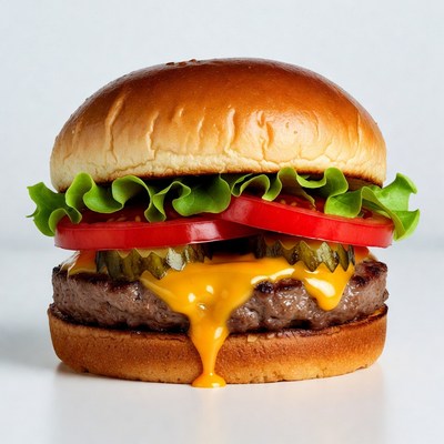 Juicy Cheeseburger with Lettuce and Tomato