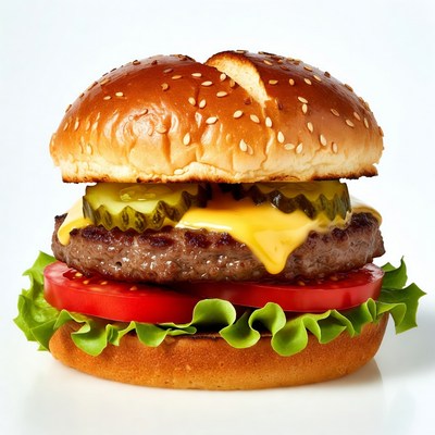 Cheeseburger with Lettuce and Pickles