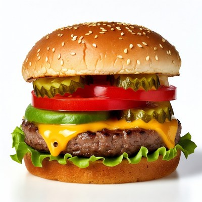 Classic Cheeseburger with Lettuce and Tomato