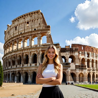 Blonde woman at Colosseum