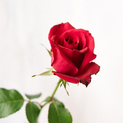 Red Rose on White Background