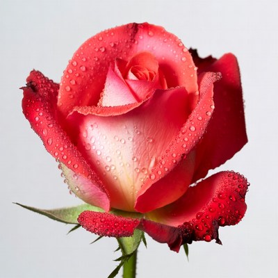 Red Rose with Dew Drops