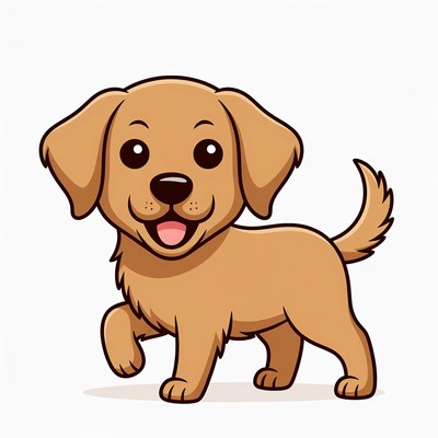 Cute cartoon golden retriever puppy