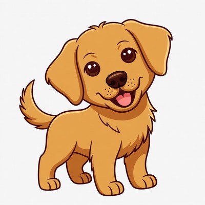 Cute golden retriever puppy illustration