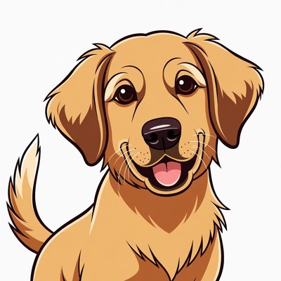 Smiling Golden Retriever Puppy Illustration