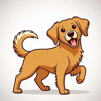 Cartoon Golden Retriever Puppy Walking