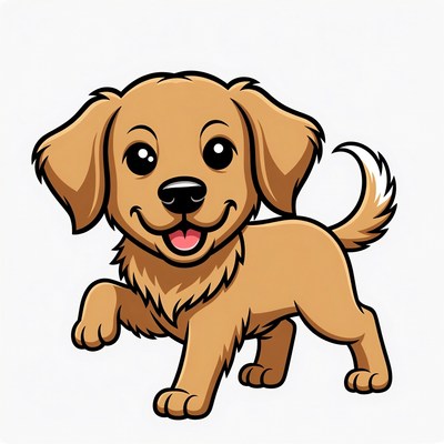 Cute golden retriever puppy illustration