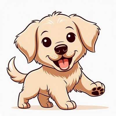 Cute cartoon golden retriever puppy