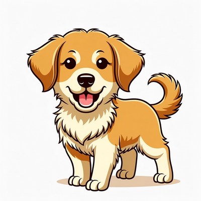 Cute golden retriever puppy illustration