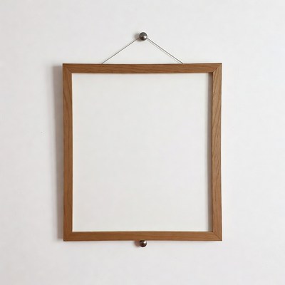 Empty Wooden Picture Frame on Wall