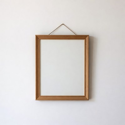 Empty Wooden Picture Frame on Wall