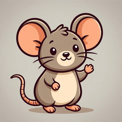 Cute cartoon mouse waving