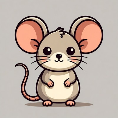 Cute cartoon mouse standing