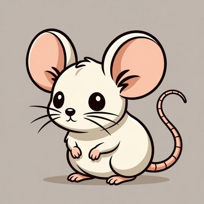 Cute white mouse illustration
