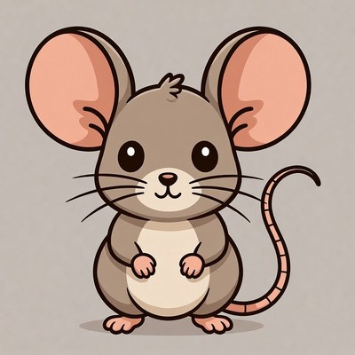 Cute cartoon mouse standing
