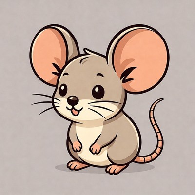 Cute cartoon mouse standing
