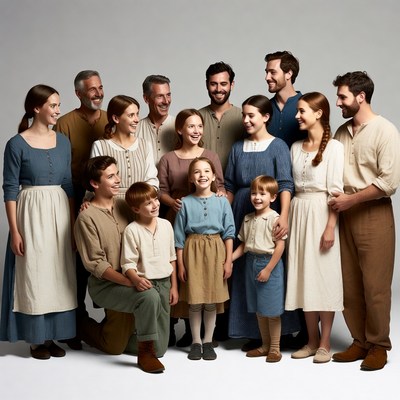 Large Pioneer Family Group Portrait
