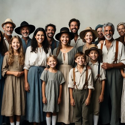 Large Pioneer Family Group Portrait