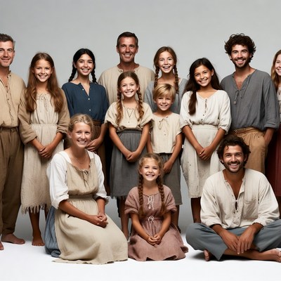 Large White Family Group Portrait