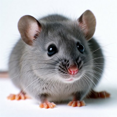 Cute gray mouse on white background