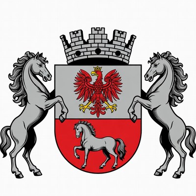 Polish Coat of Arms with Eagle and Horses