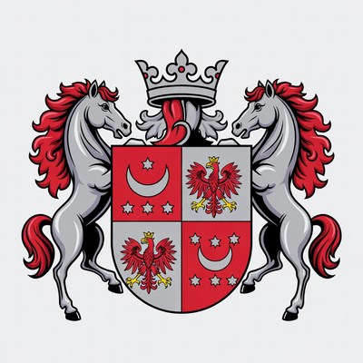 Polish Coat of Arms with Horses and Eagle