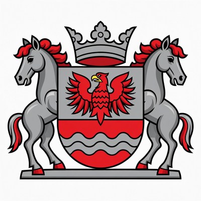 Polish Coat of Arms with Eagle and Horses