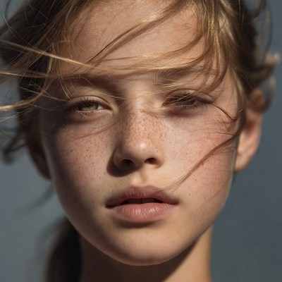 Girl with blonde hair and freckles