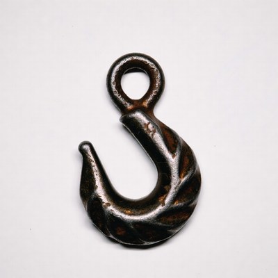 Rusty Iron Hook on White Background