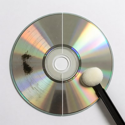 Cleaning Dirty CD with White Swab