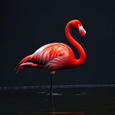 Pink Flamingo Standing in Water