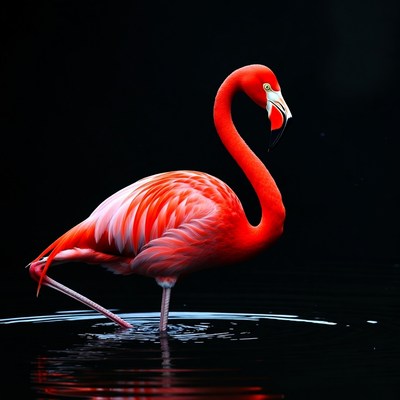 Pink Flamingo Standing in Water