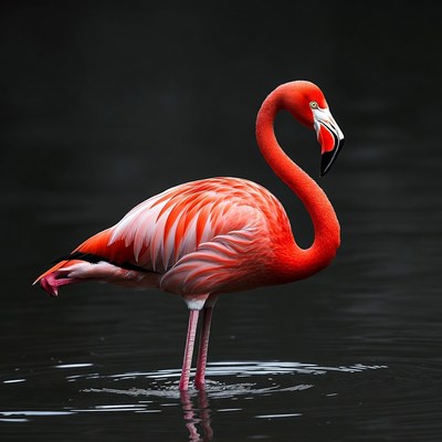Pink Flamingo Standing in Water