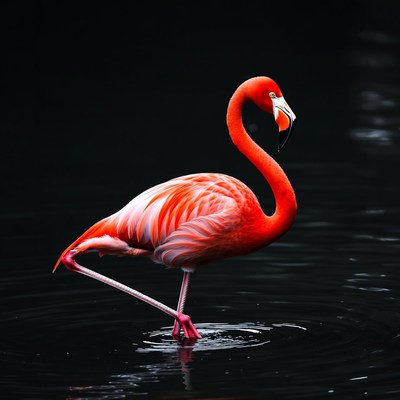 Pink Flamingo Standing in Water