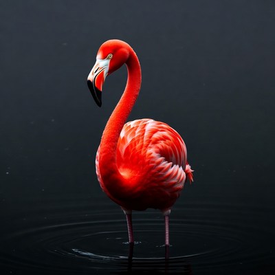 Red Flamingo Standing in Water