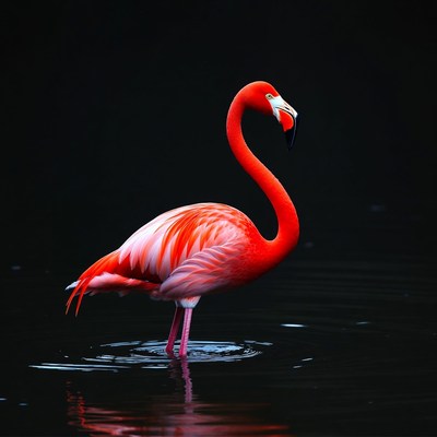 Pink Flamingo Standing in Water