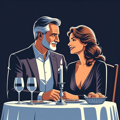 Couple on romantic candlelit dinner